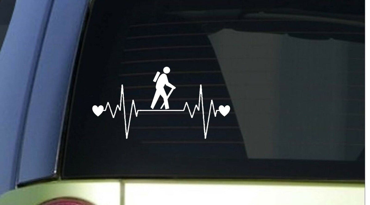 Hiker Heartbeat Lifeline Wide Vinyl Decal – 8 Inch