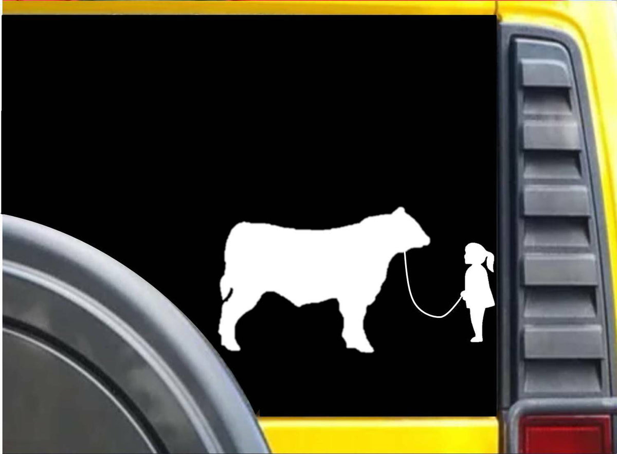 Girl Walking Bull Vinyl Decal – 6 Inch