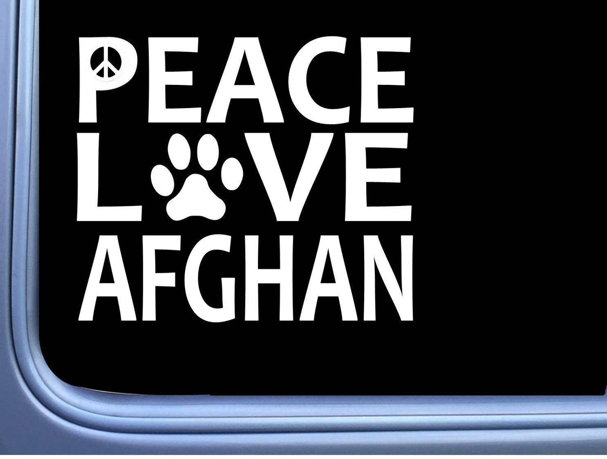 Afghan Hound Peace Love Dog Vinyl Decal – 6 Inch