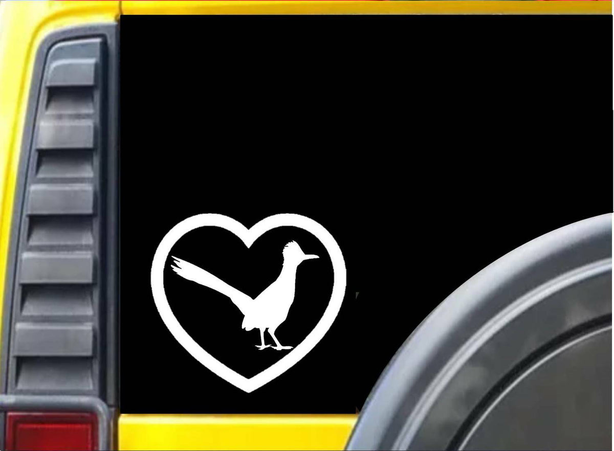 Roadrunner Heart Bird Vinyl Decal – 6 Inch