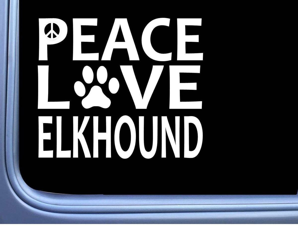 Elkhound Peace Love Dog Vinyl Decal – 6 Inch