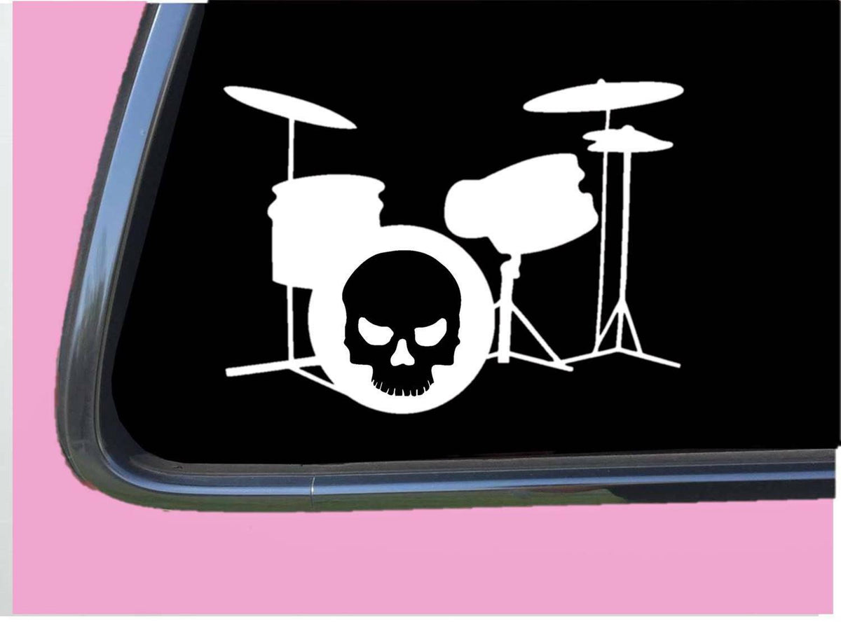 Drummer Boy Skull Vinyl Decal – 8 Inch