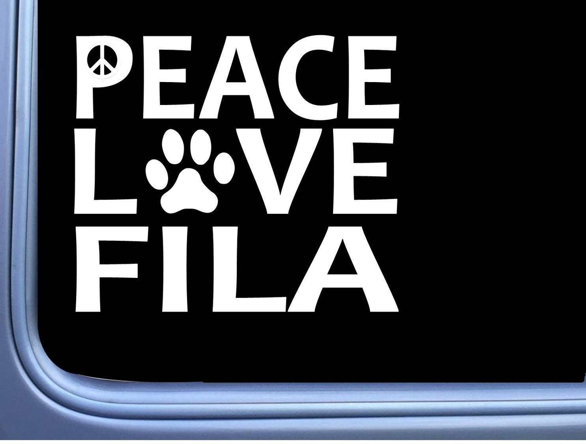 Fila Brasileiro Peace Love Dog Vinyl Decal – 6 Inch