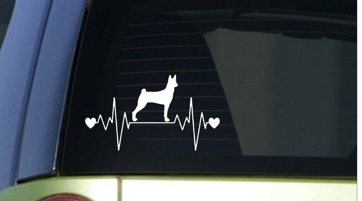 Basenji Heartbeat Lifeline Wide Vinyl Decal – 8 Inch