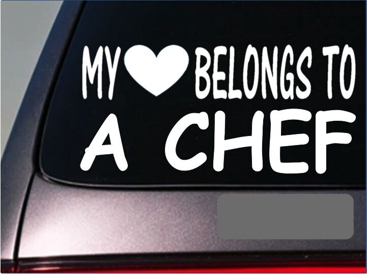 Chef My Heart Belongs Vinyl Decal – 8 Inch