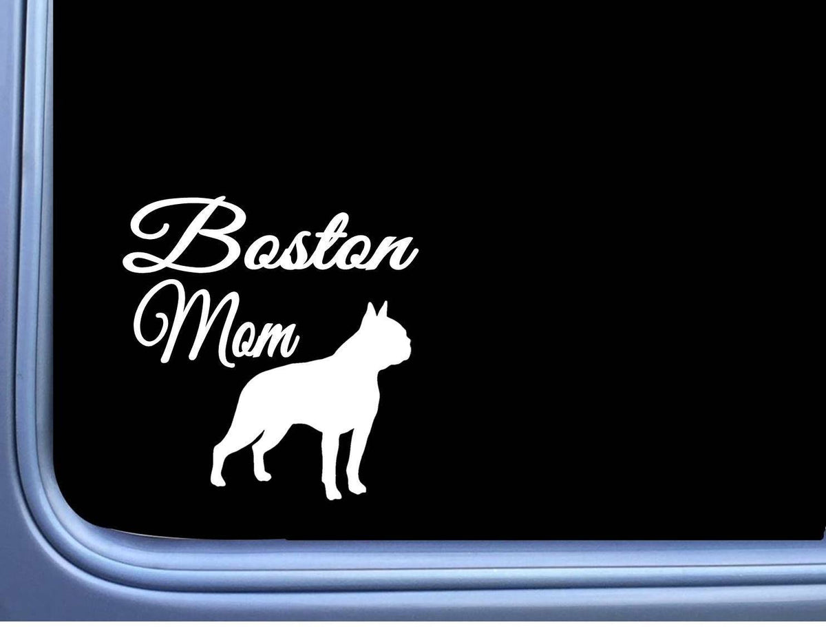Boston Terrier Mom Wide Vinyl Decal – 6 Inch