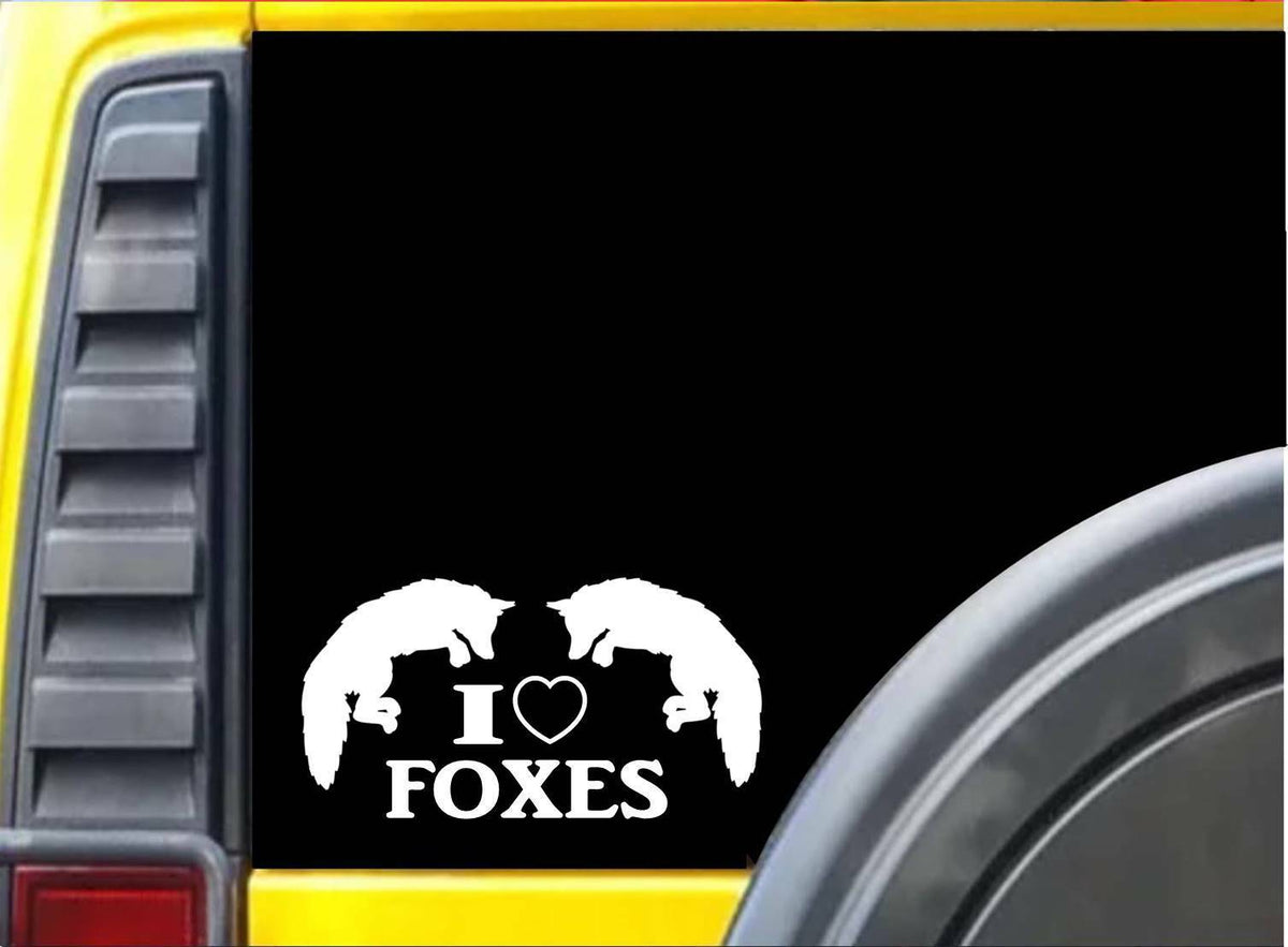 I Love (Heart) Foxes Vinyl Decal – 8 Inch