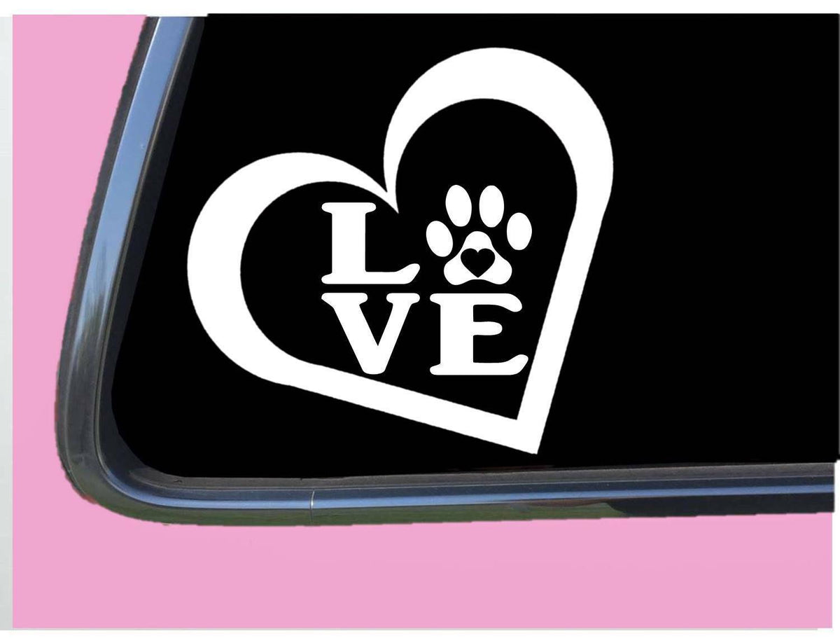 Love Dog Paw Heart Vinyl Decal – 6 Inch