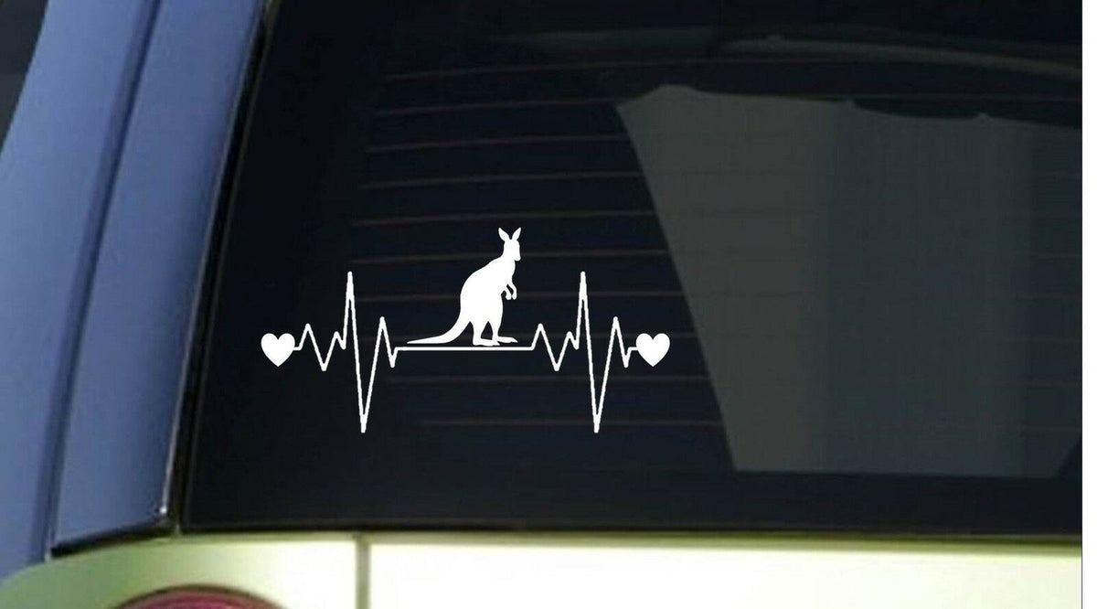 Kangaroo Heartbeat Lifeline Wide Vinyl Decal – 8 Inch