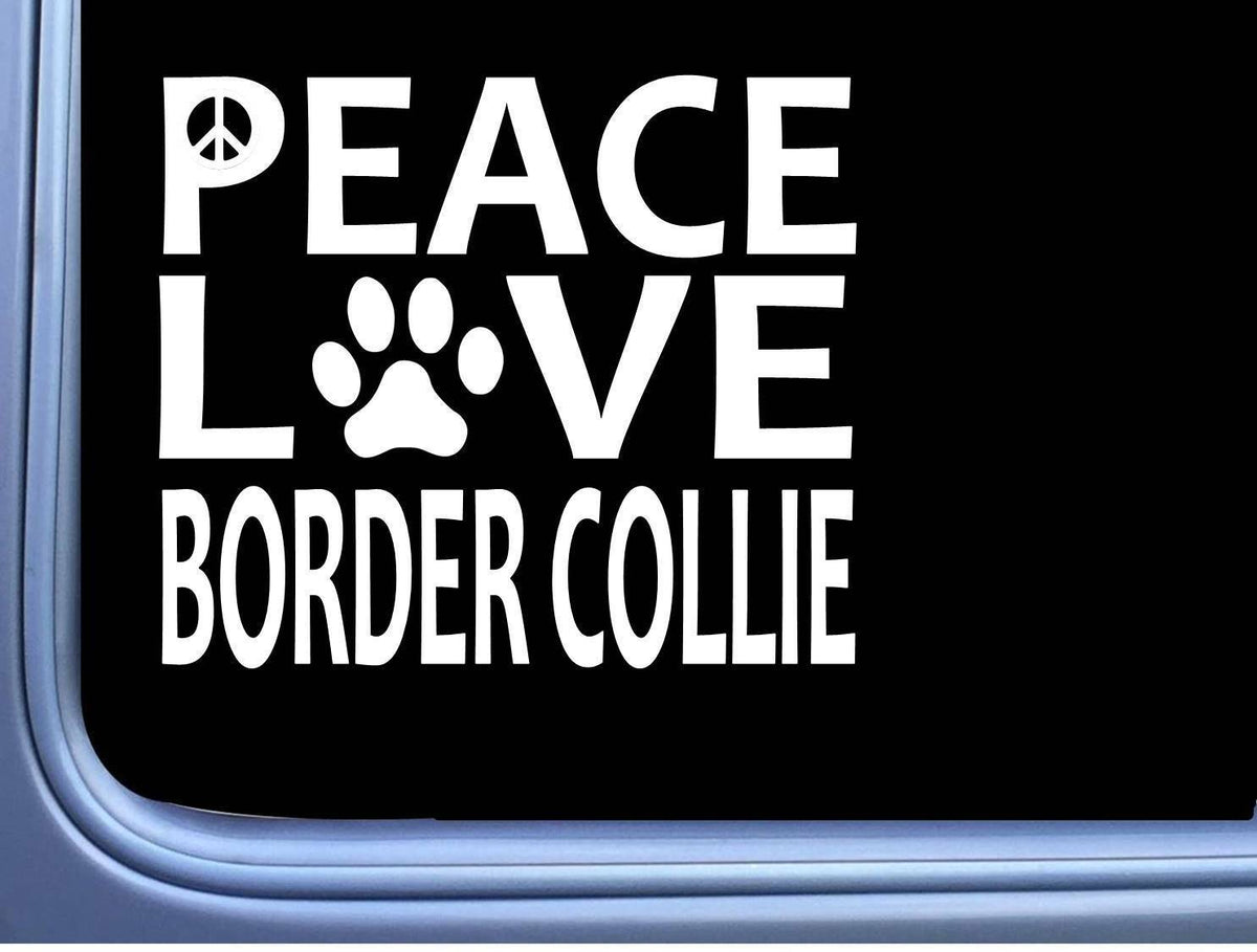 Border Collie Peace Love Dog Vinyl Decal – 6 Inch