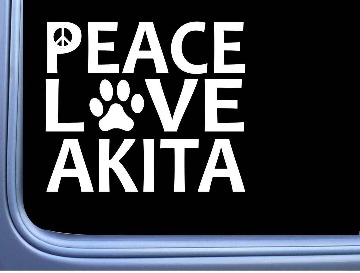 Akita Peace Love Dog Vinyl Decal – 6 Inch