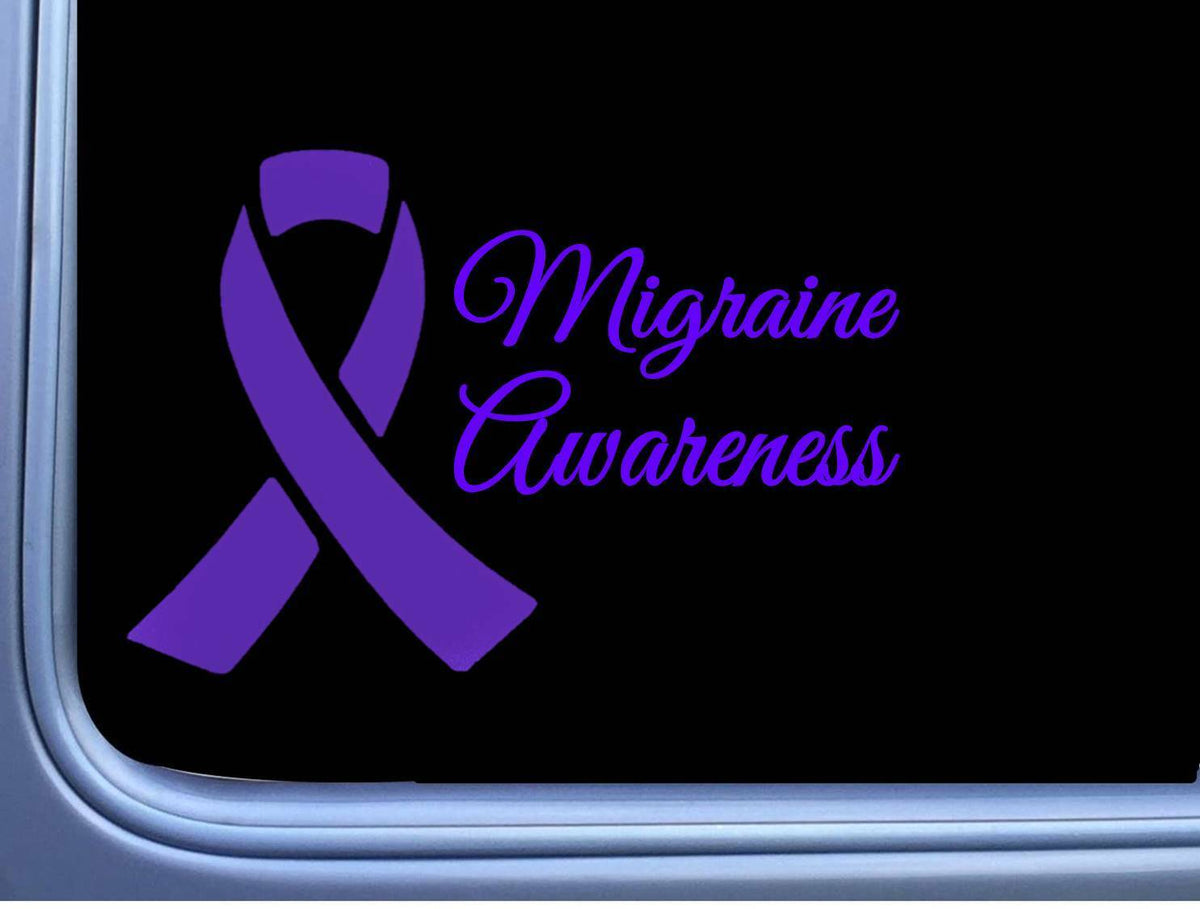 Migraine Awareness Purple Ribbon Vinyl Decal – 8 Inch
