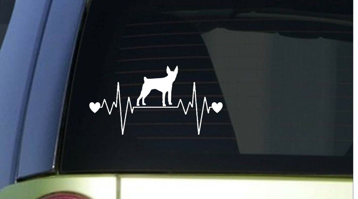 Rat Terrier Heartbeat Lifeline Wide Vinyl Decal – 8 Inch
