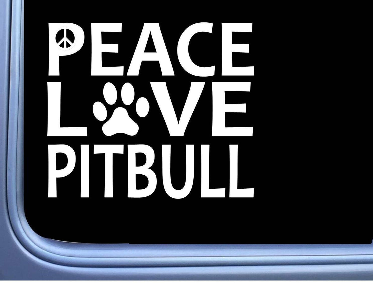 Pitbull Peace Love Dog Vinyl Decal – 6 Inch