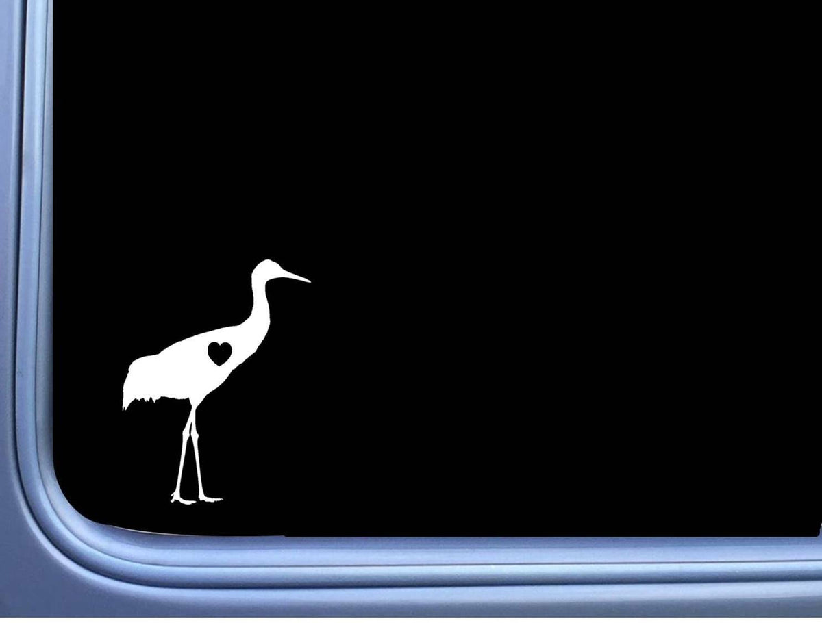 Sandhill Crane Lil Heart Vinyl Decal – 8 Inch