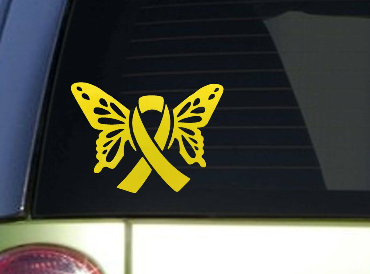 Endometriosis Yellow Butterfly Wide Vinyl Decal – 7.5 Inch
