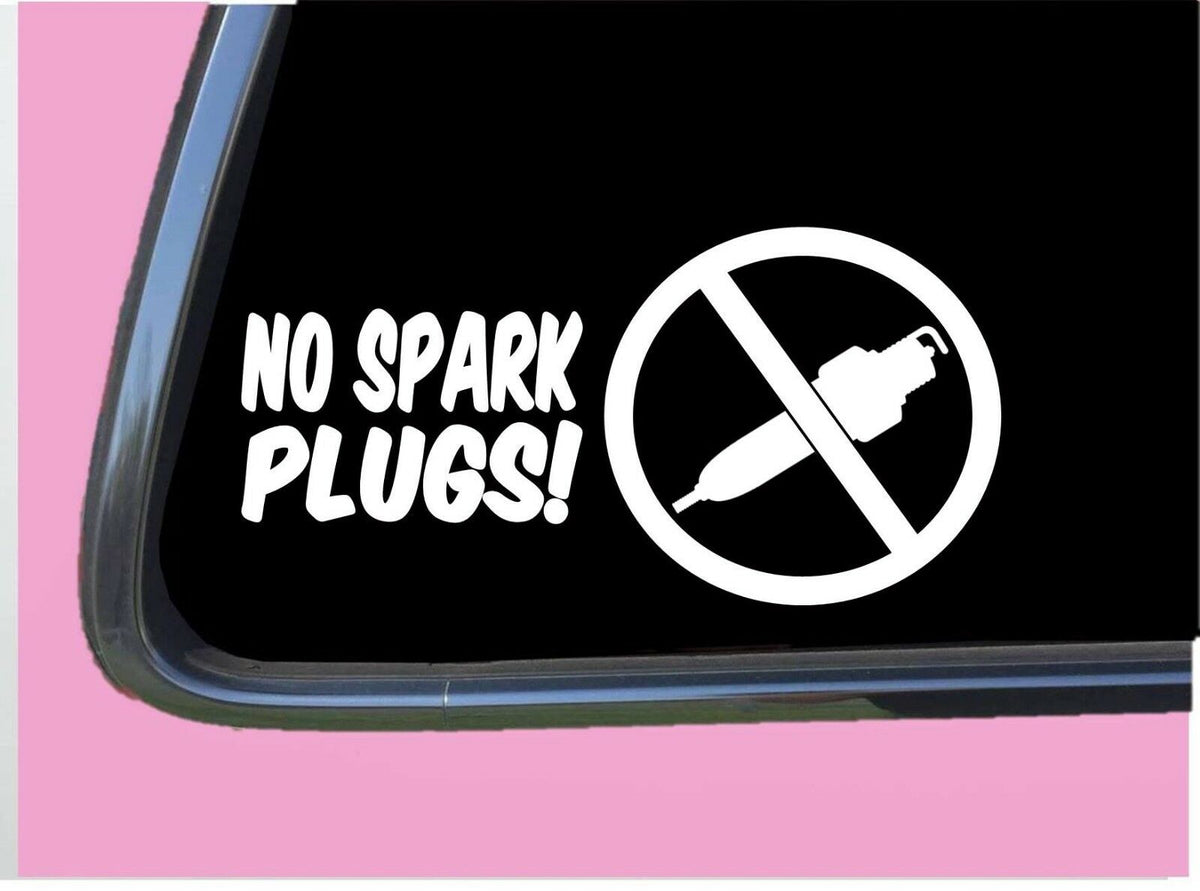 No Spark Plugs Vinyl Decal – 8 Inch