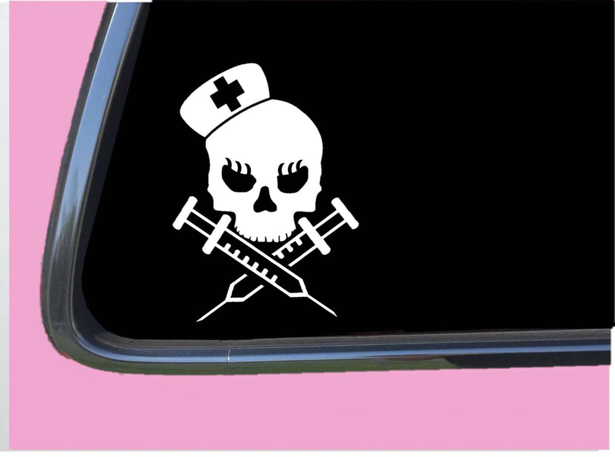 Nurse Skull Vinyl Decal – 6 Inch