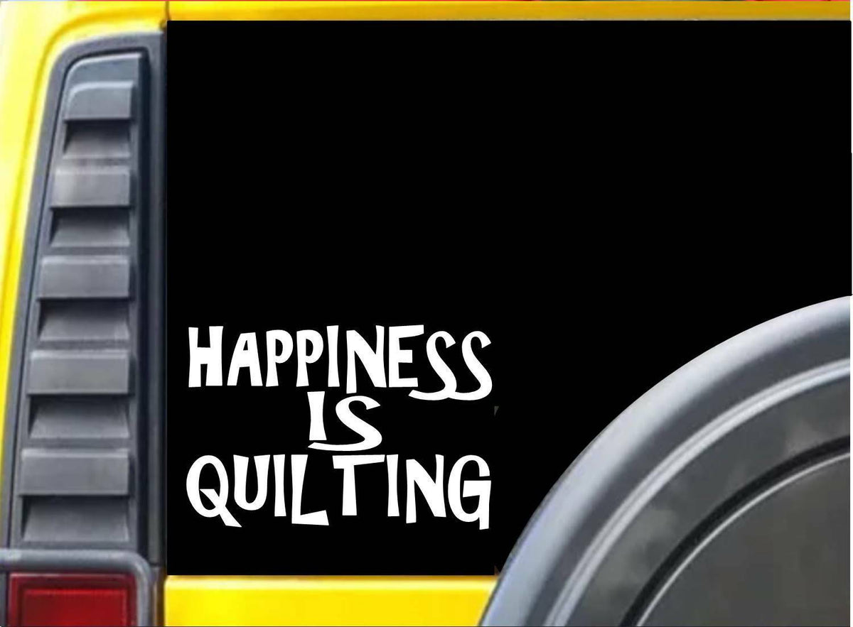 Happiness Is Quilting Vinyl Decal – 8 Inch