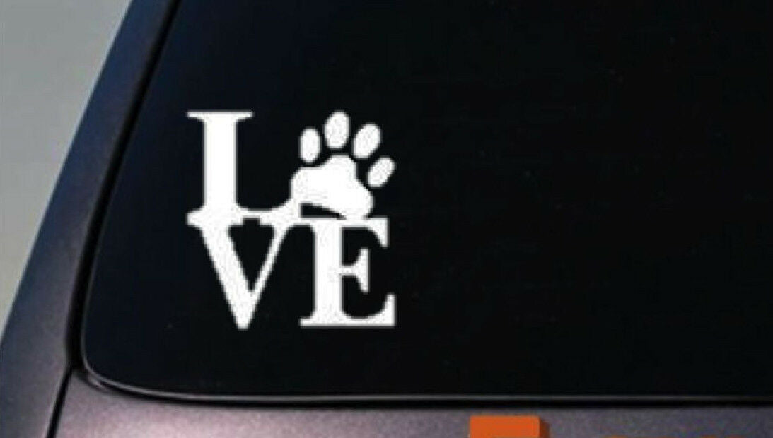 Love Dog Paw Vinyl Decal