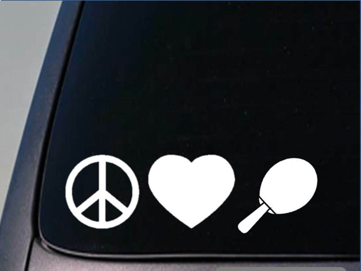 Peace Love Ping Pong Vinyl Decal – 8 Inch
