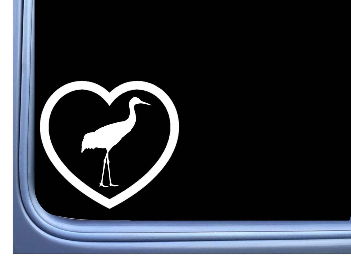 Sandhill Crane Big Heart Vinyl Decal – 6 Inch
