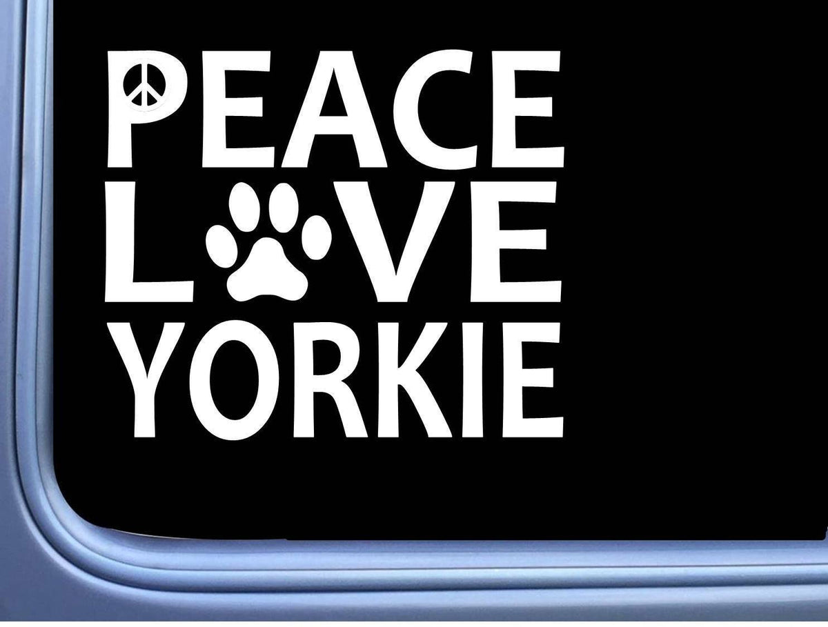 Yorkie Peace Love Yorkshire Terrier Dog Vinyl Decal – 6 Inch