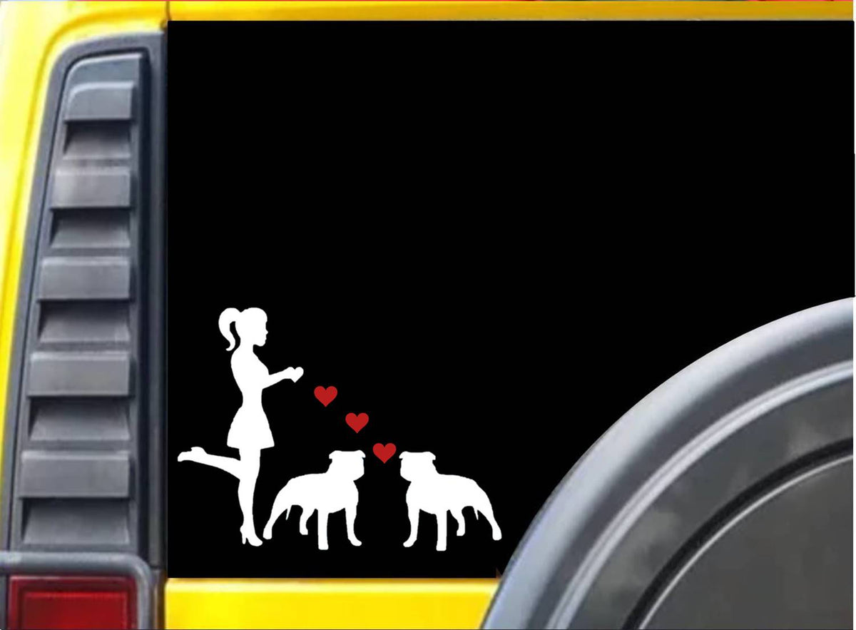 Woman Pitbull Lover Vinyl Decal – 8 Inch