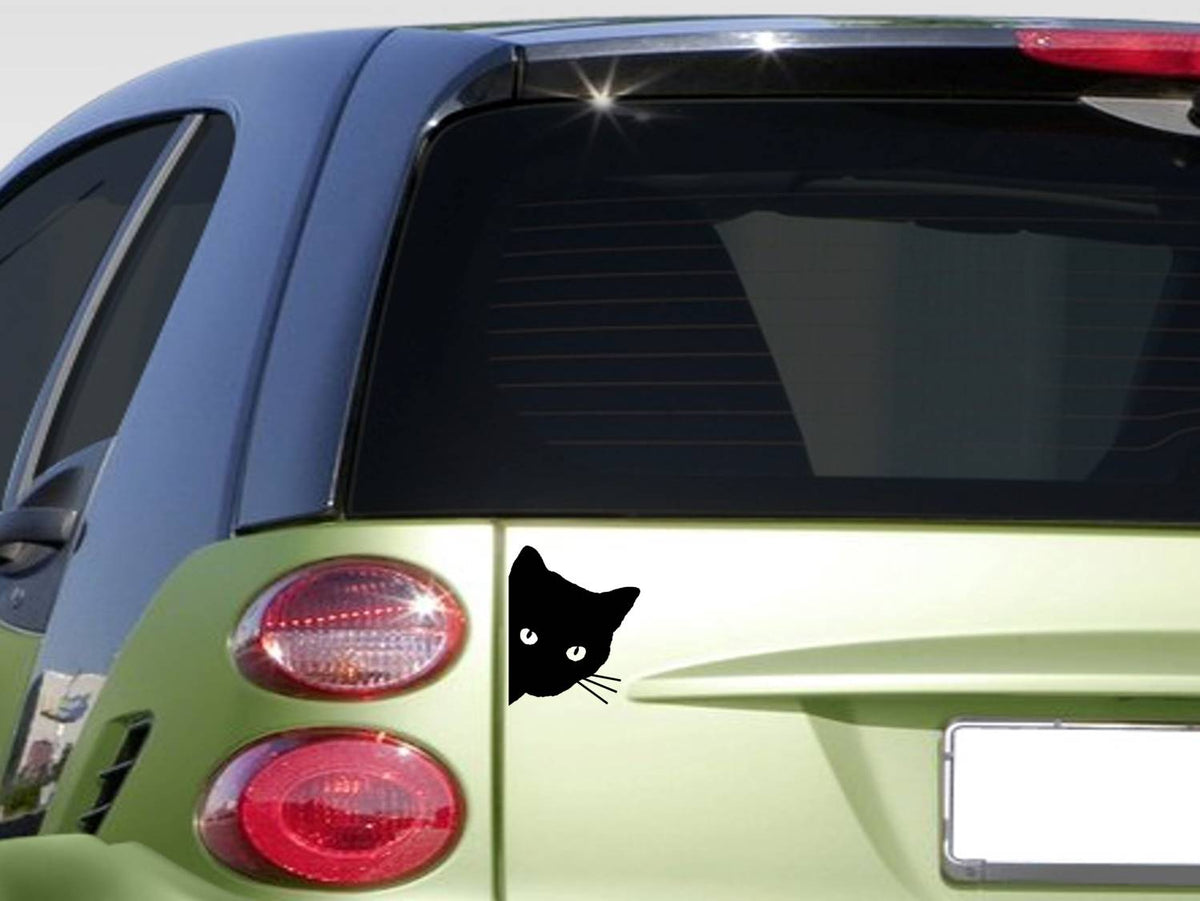 Black Peeking Cat Vinyl Decal – 6 Inch