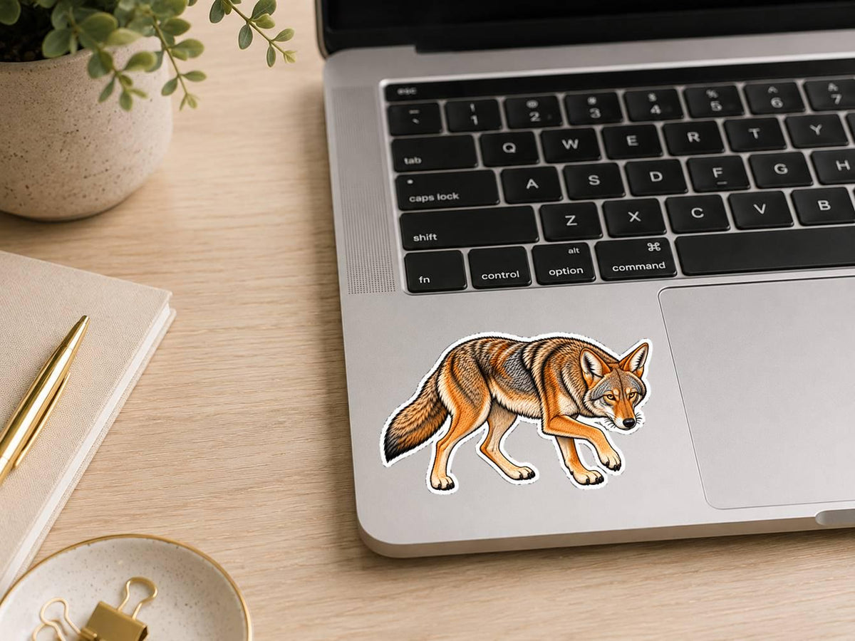 Realistic Coyote Sticker – Wildlife Decal for Outdoors, Hunting, Western Gear ST 003