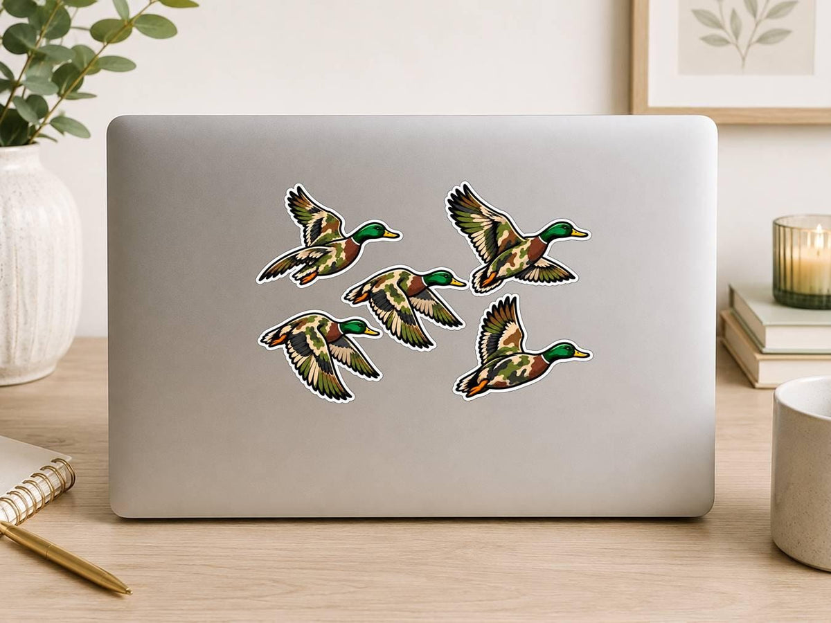Camo Mallard Duck Sticker – Flying Waterfowl Decal for Hunters (Vinyl) ST 007