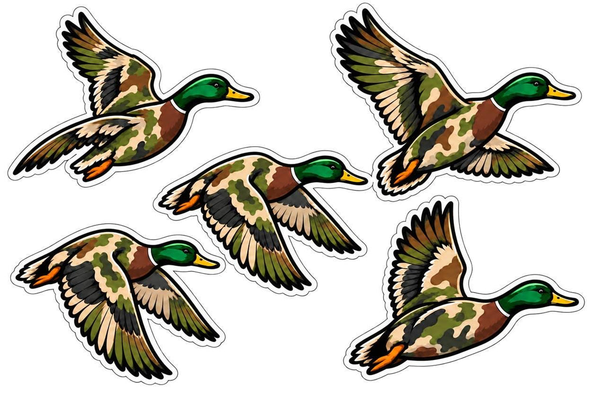 Camo Mallard Duck Sticker – Flying Waterfowl Decal for Hunters (Vinyl) ST 007