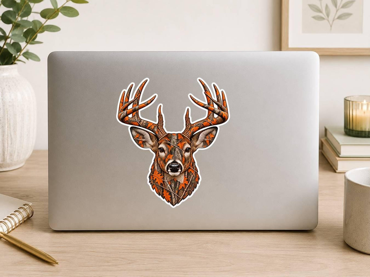 Camo Whitetail Deer Sticker – Pink Woodland Camo Hunter Gift (Vinyl Decal) ST 009