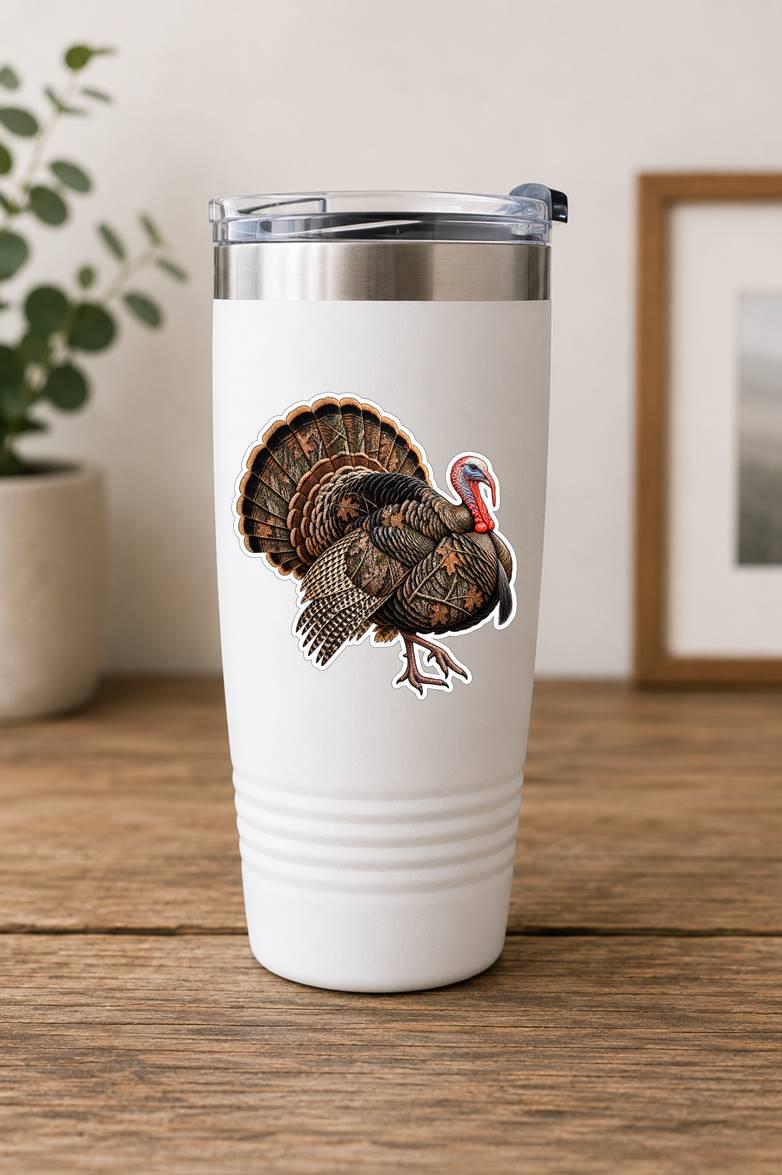 Camo Turkey Sticker – Strutting Wild Turkey Decal for Hunters (Vinyl) ST 010