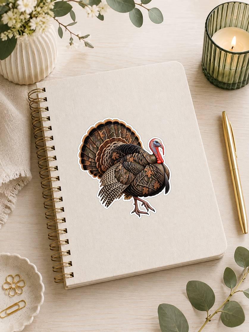 Camo Turkey Sticker – Strutting Wild Turkey Decal for Hunters (Vinyl) ST 010