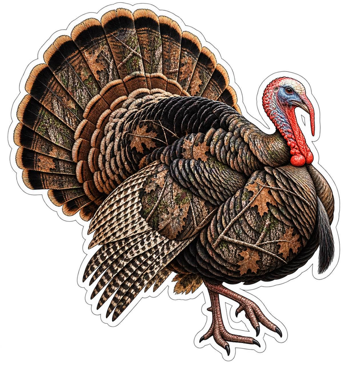 Camo Turkey Sticker – Strutting Wild Turkey Decal for Hunters (Vinyl) ST 010