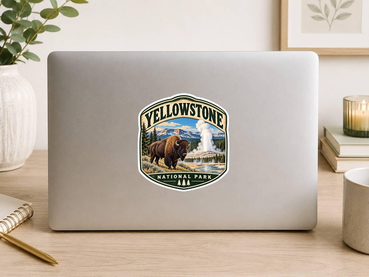Yellowstone National Park Sticker, Yellowstone Decal, Bison Sticker, Old Faithful Sticker, Wyoming Sticker, National Park Souvenir ST 013