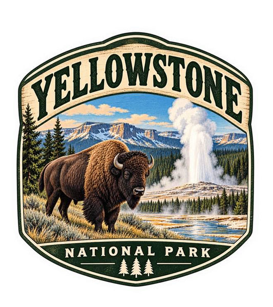 Yellowstone National Park Sticker, Yellowstone Decal, Bison Sticker, Old Faithful Sticker, Wyoming Sticker, National Park Souvenir ST 013