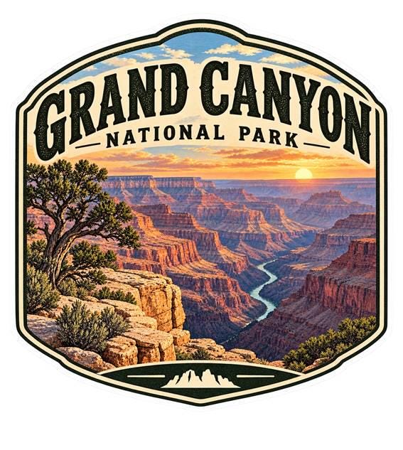 Grand Canyon National Park Sticker, Grand Canyon Decal, Arizona Sticker, National Park Souvenir, Hiking Camping Travel Sticker ST 014
