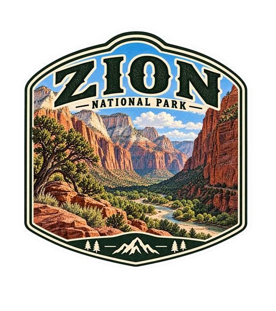Zion National Park Sticker, Zion Park Decal, Utah Sticker, National Park Souvenir, Hiking Camping Outdoor Travel Sticker ST 015