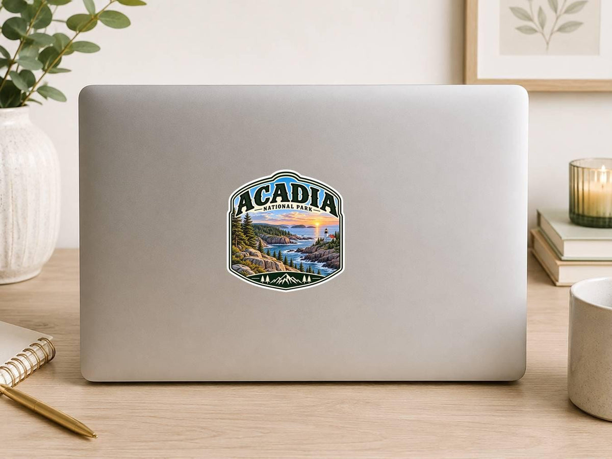 Acadia National Park Sticker, Maine Decal, Lighthouse Sticker, Coastal Maine Sticker, Hiking Camping National Park Souvenir ST 020