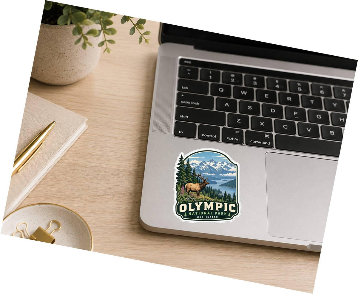 Olympic National Park Sticker, Washington State Decal, Elk Sticker, Mountain Hiking Camping Travel National Park Souvenir ST 022