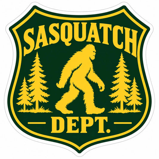 Sasquatch Dept Sticker | Bigfoot Forestry Badge Decal | Sasquatch Forest Service Sticker | Bigfoot Outdoor Camping Vinyl Decal ST 032