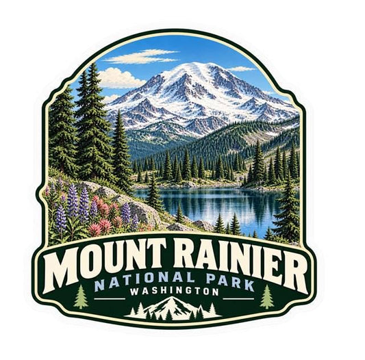 Mount Rainier National Park Sticker, Washington Decal, Mountain Sticker, Hiking Camping Travel Sticker, National Park Souvenir ST 025