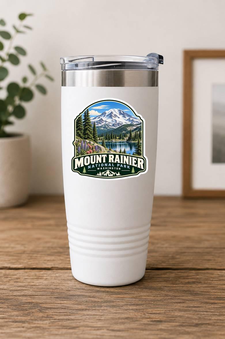 Mount Rainier National Park Sticker, Washington Decal, Mountain Sticker, Hiking Camping Travel Sticker, National Park Souvenir ST 025