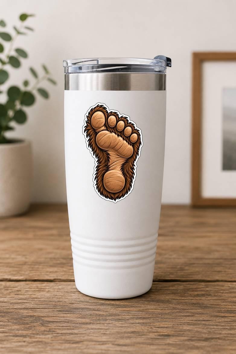 Bigfoot Foot Sticker | Sasquatch Footprint Decal | Cute Bigfoot Sticker | Hairy Sasquatch Foot Vinyl Decal | Cryptid Sticker ST 033