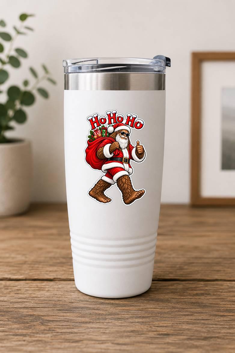 Bigfoot Christmas Sticker | Sasquatch Santa Decal | Ho Ho Ho Bigfoot Sticker | Funny Christmas Vinyl Decal | Cryptid Christmas Gift ST 035