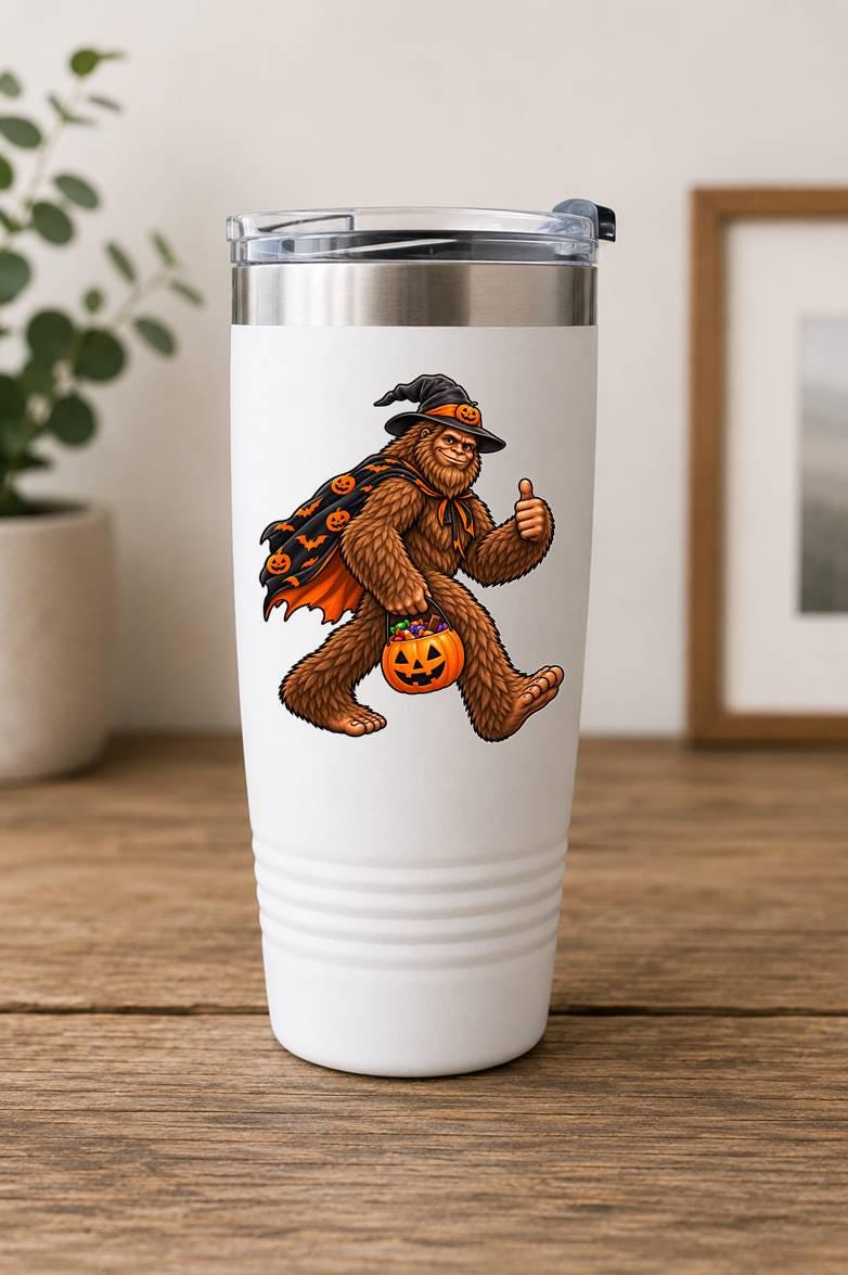 Bigfoot Trick or Treat Sticker, Halloween Sasquatch Decal, Funny Bigfoot Halloween Sticker, Cryptid Halloween Gift – ST 039