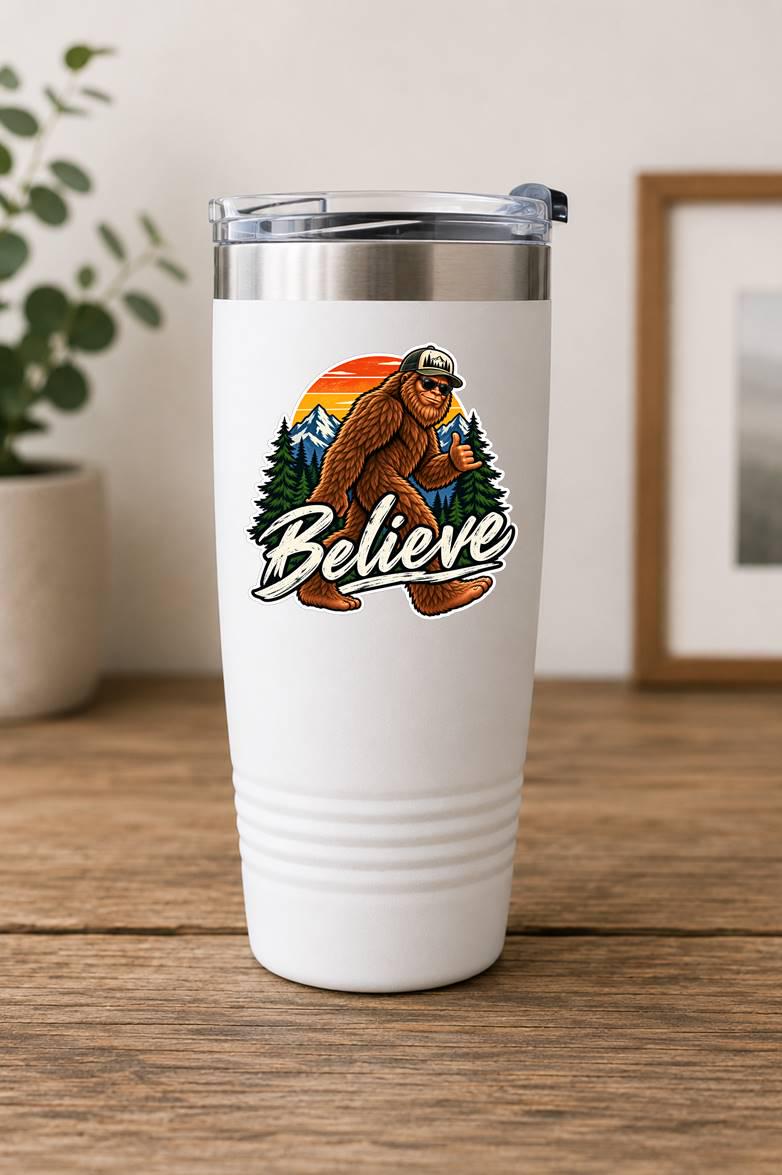 Bigfoot Believe Sticker, Sasquatch Vinyl Decal, Mountain Forest Cryptid Sticker – ST 047