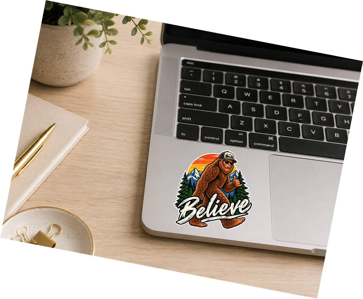 Bigfoot Believe Sticker, Sasquatch Vinyl Decal, Mountain Forest Cryptid Sticker – ST 047